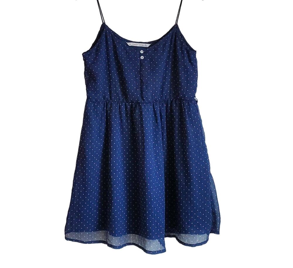 ZARA TRF COLLECTION Women's M Navy Blue Pink Polka Dots Spaghetti Strap